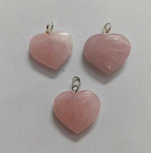 Avika Natural Rose Quartz Heart  Puff Pendant for love