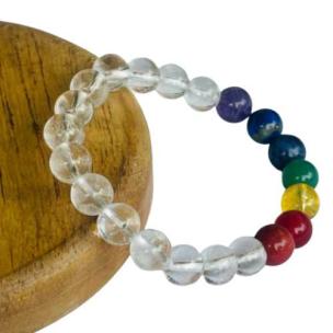 Avika 7 Chakra Beads Bracelet in Clear Quartz (Pack of 1Pc)