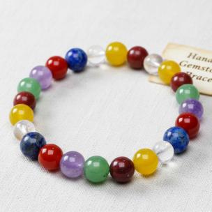 Avika Energized Seven Chakra Beads with Clear Quartz Bracelet