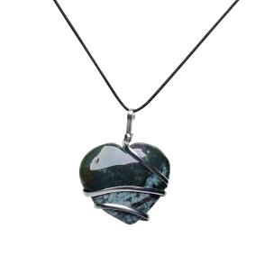 Bloodstone (Heliotrope) Heart Wrapped Pendant