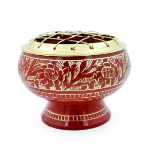 Avika Brass Bowl Red with Cover 3