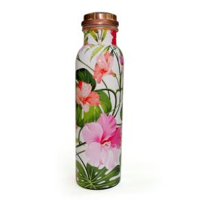 Aloki Leak Proof Multi Flower Pure Copper Bottles 1 Liter Water for Travelling