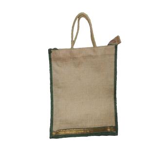 Alokik Eco Beige & Dark Olive Jute Reusable Shoulder Shopping Carry Bag (Pack of 2 Bags)