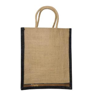 Alokik Eco Friendly (Beige & Black) Multipurpose Reusable Shopping Carry Bag (Pack of 2 Bags)