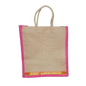 Alokik Eco Friendly  Multipurpose Shoulder Shopping Carry Pink) Jute Bag (Pack of 2 Bags)