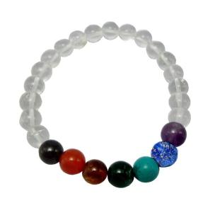 Avika 7 Chakra Beads Bracelet in Clear Quartz (Pack of 1Pc)