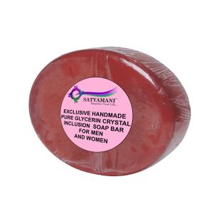 Avika Handmade Pure Herbal Glycerin Carnelian Crystal Inclusion Oval Red Color Soap