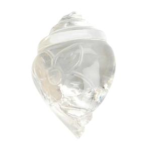 Flower Engraved Shankh In Clear Quartz
