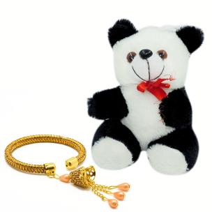 Avika Gold Plated Bracelet with beautiful double Pearl Party Wear Naughty Black & White Panda