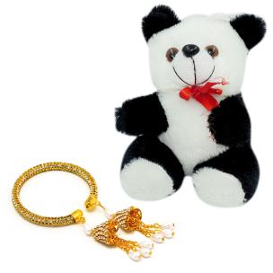 Avika Gold Plated Bracelet with beautiful White Pearl & Stone Party Wear Naughty Black & White Panda