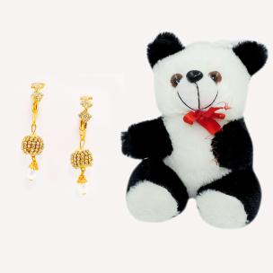 Avika Gold Plated Hoop Dangler Ball with Pearl Earring Party Wear Naughty Black & White Panda