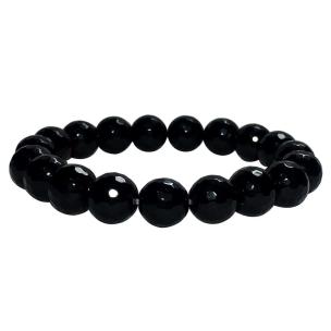 Avika Natural Black Obsidian Faceted Bead Bracelet for Protection, Prosperity and Luck