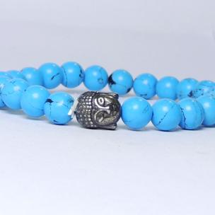 Avika Natural Blue Howlite Buddha Bracelet