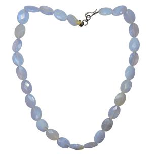 Avika Natural Blue Lace Agate Diamond Cut Necklace for inner stability, composure, and maturity