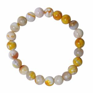 Bumble Bee 8 mm Beads Bracelet Color: White & Yellow, For Unisex