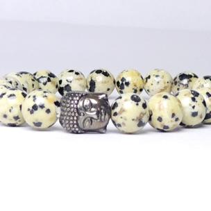 Avika Natural Dalmatian Jasper Buddha Bracelet