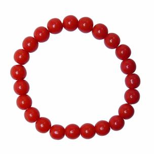 Avika Energized Dyed Heat Processed Red Coral Monga 7 mm Bead Stone Bracelet (Pack of 1 Pc.)