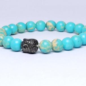 Avika Natural Emperor Blue Beads Buddha Bracelet (Pack of 1Pc)