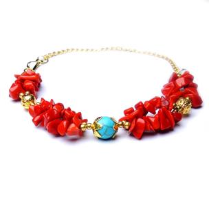 Coral 4 Flower Designer Rakhi with Roli Chawal