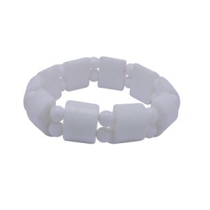 Avika Natural Energized Square White Agate with Bead Bracelet (Pack of 1Pc)
