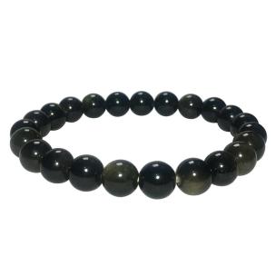 Avika Natural Golden Black Obsidian Beads Bracelet (Pack of 1Pc)