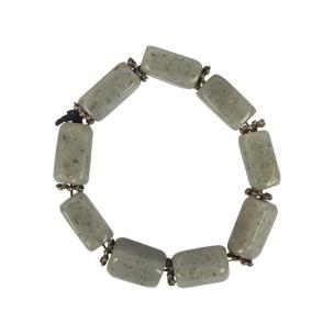 Avika Natural Grey Aventurine Cuboid Tumble Metallic Ring Bracelet (Pack of 1Pc)