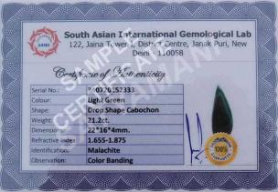 Avika Natural Malachite Certified Loose Gemstone For Reiki Chakra Healing