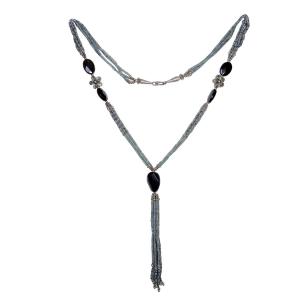 Avika Natural Serpentine & Black Agate Necklace