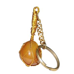 Naural Black Tourmaline Spring Cage Key Chain