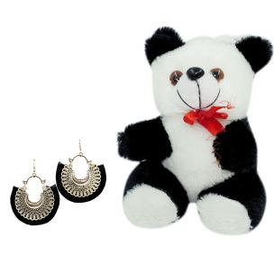 Avika Oxidized Crescent Moon Earring with Black Thread Party Wear Naughty Black & White Panda