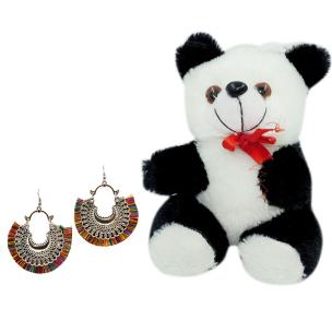 Avika Oxidized Crescent Moon Earring with Multicolour Thread Party Wear Naughty Black & White Panda