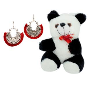 Avika Oxidized Crescent Moon Earring with Red Thread Party Wear Naughty Black & White Panda