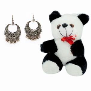 Avika Oxidized Hoop Dangler Earring Party Wear Naughty Black & White Panda