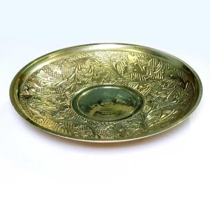 Avika Round Pure Brass Metal  Plate For Puja Sage Burning