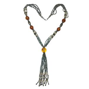 Avika Serpentine & Synthetic Amber Necklace