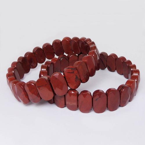 Avika Natural Energized Red Jasper Diamond Cut Oval Bracelet (Pack of 1Pc)