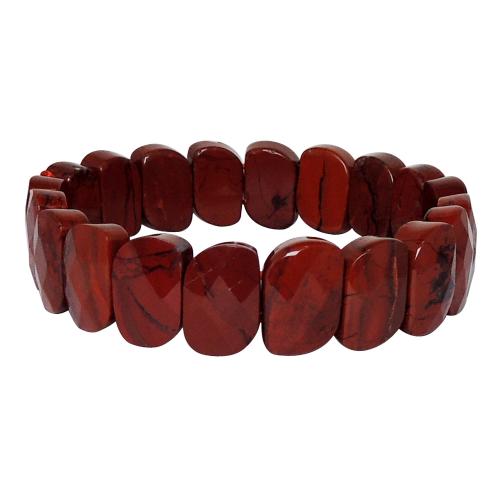 Avika Natural Energized Red Jasper Diamond Cut Wave Bracelet (Pack of 1Pc)