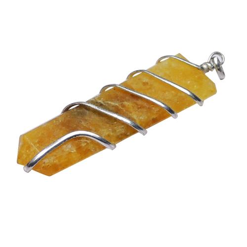 Avika Natural Yellow Quartz Flat Wrapped Pendant