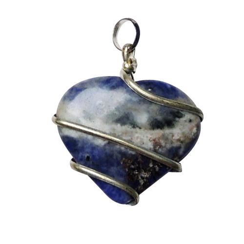 Avika Natural Sodalite Heart  Wrapped Pendant