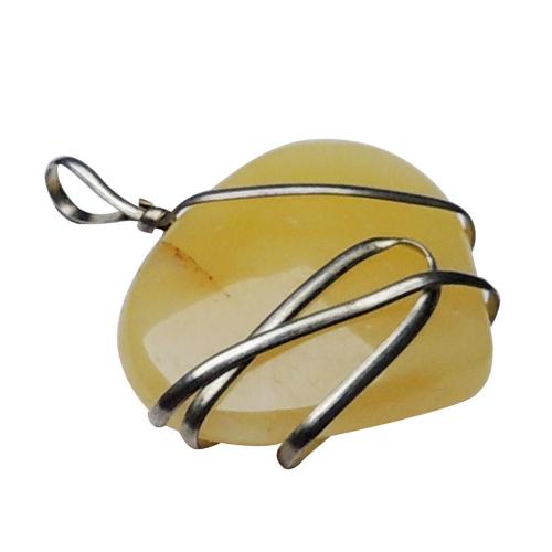 Avika Natural Yellow Quartz Wrapped Heart Pendant