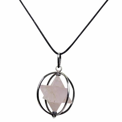 Avika Natural Rose Quartz Merkabah Scared Symbol Pendant