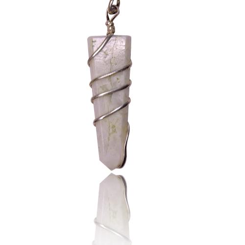 Avika Natural Rainbow Moonstone Flat Wrapped Pendant