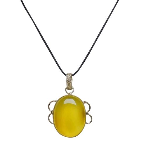 Avika Natural Yellow Onyx Oval Pendant