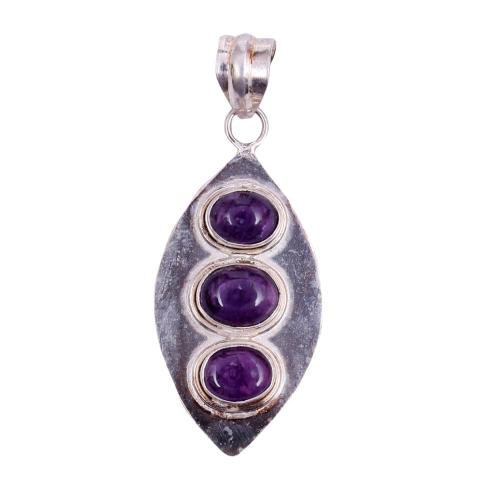 Avika Natural Metal Amethyst Crystal Pendant