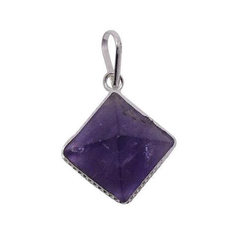 Avika Natural Energized Amethyst Pyramid Pendant for Healing of body, Mind & Soul