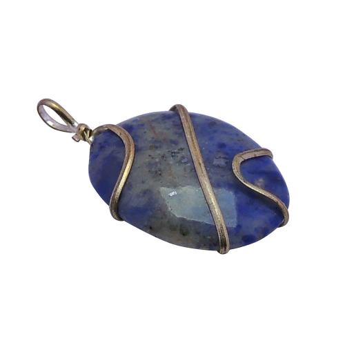 Avika Natural Sodalite Healing Gemstone Wrapped Cabochon Pendant