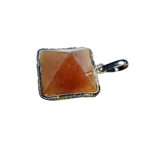 Avika Natural Red Aventurine Pyramid Pendant