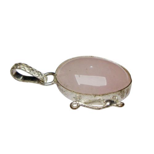 Avika Natural Rose Quartz Oval Pendant Art-(C)