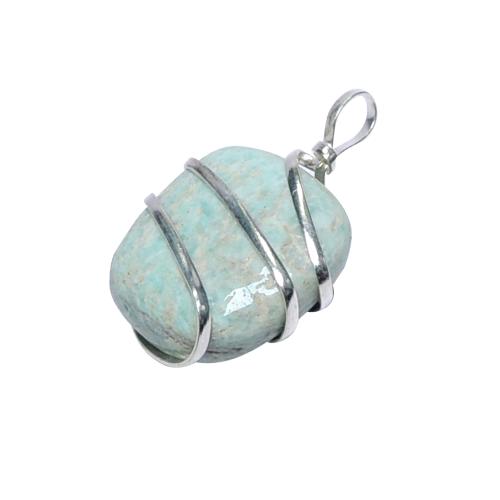 Avika Natural Amazonite Wrapped Tumble Pendant