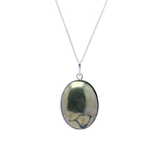 Avika Natural Pyrite Oval Healing pendant